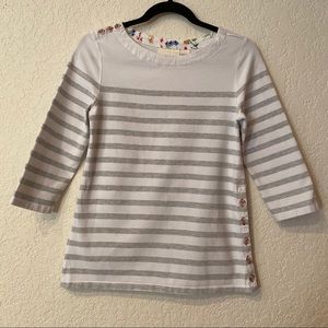 Anthro Maeve Striped Bonnie Boat Neck Button Top